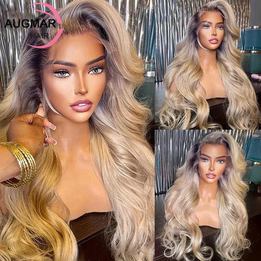 13x4 Ash Blonde Body Wave Lace Front Wig Human Hair 13x6 HD Lace Frontal Wig 30 Inch Ombre Lace Front Human Hair Wigs For Women